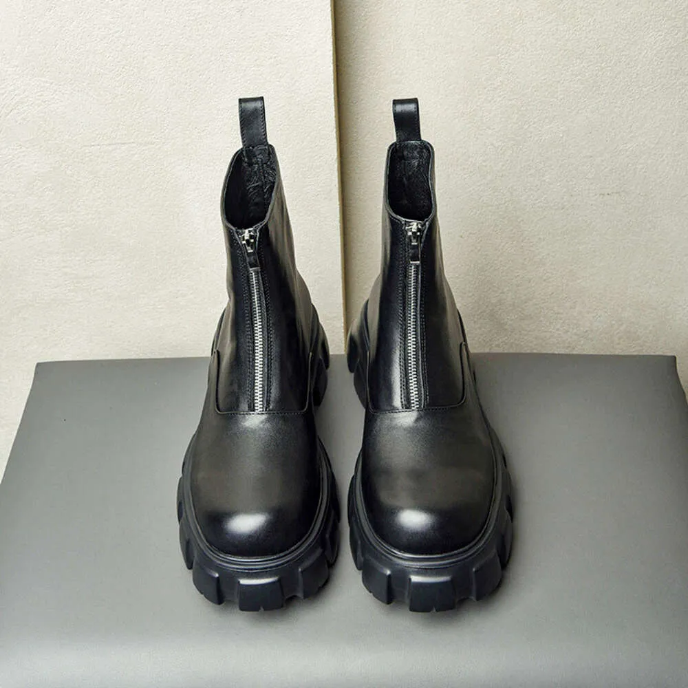 レトロメンズブリティッシュスタイルのブーツプラットフォーム本革の手作り快適なブランド冬の温かいカジュアルビジネスシューズマン
