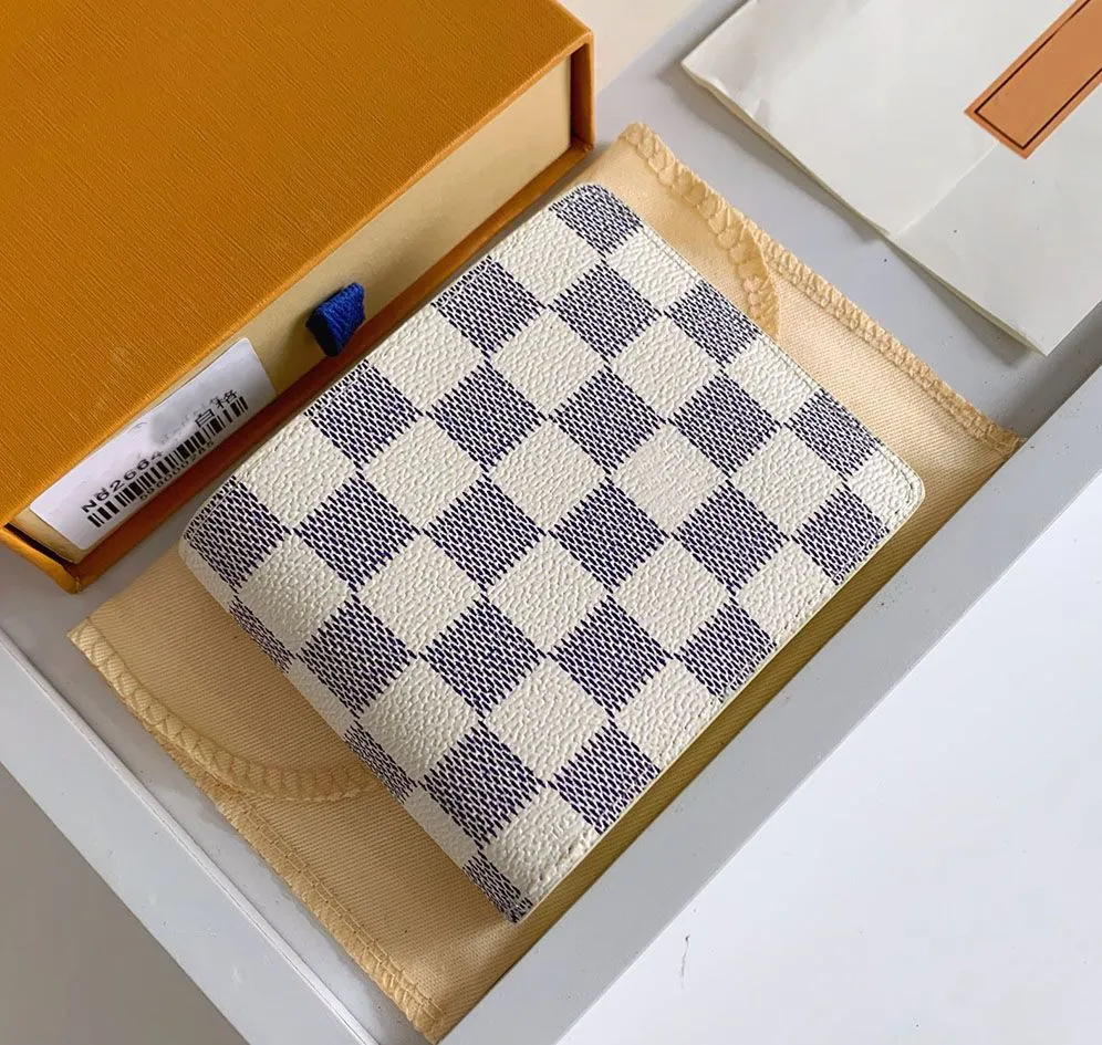 Leather Wallets Fashion Designer Wallets Retro Handbag For Men Classic Card Holders Coin Purse Famous lattice checker plaid flower