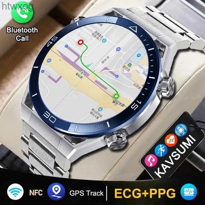 الساعات الذكية NFC Watch Watch Men GPS Track Bluetooth Call Sport Watch Wireless Charging Dial Dial معدل ضربات القلب ECG Smartwatch لـ YQ240125