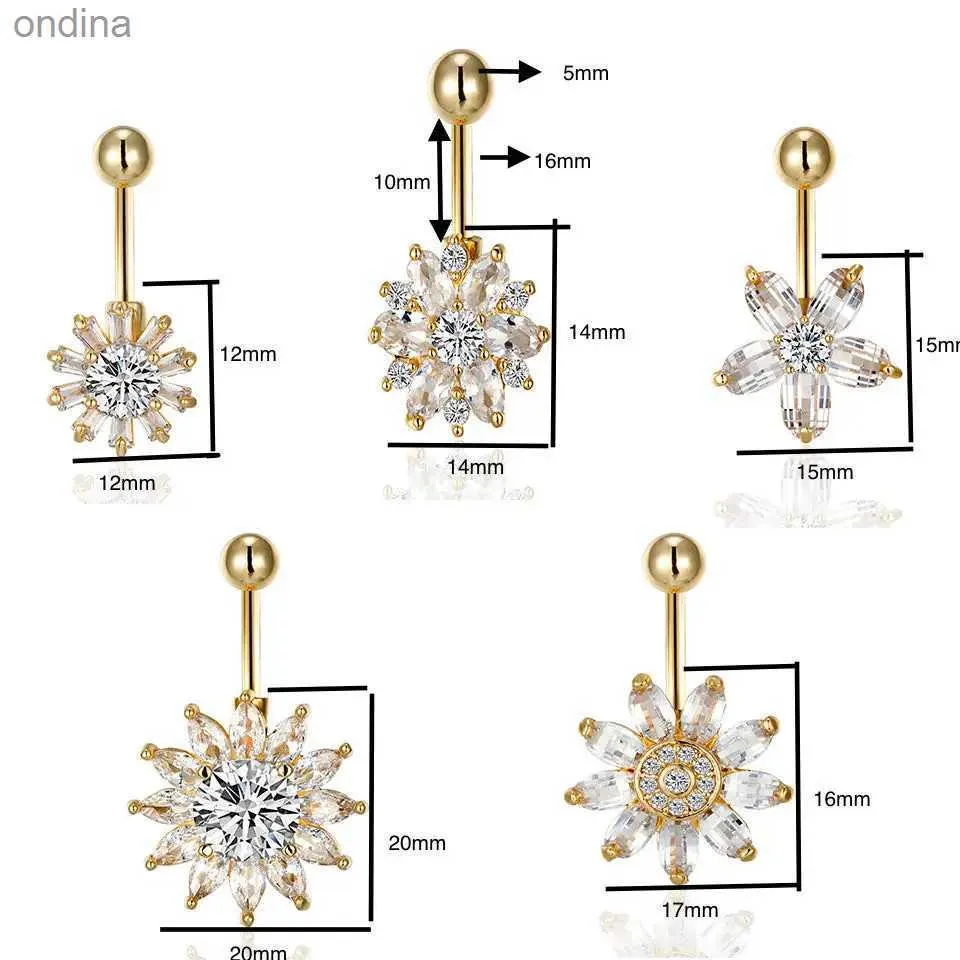 ネーブルベルボタンリング1PC 14Gベリーボタンリングネーベルピアス手術スチールリングボディピアスジュエリージュエリージュルコンフラワーバー女性ピアスジュエリーYQ240125