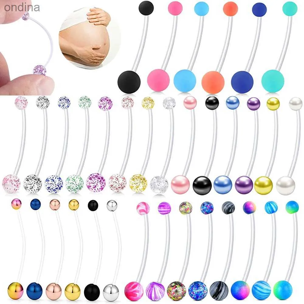 Nombril Bell Button Rings 14G Grossesse Clair Nombril Anneaux Flexible Bioplast Sport Maternité Ventre Nombril Retenue Industrielle Boucle D'oreille Piercing YQ240125