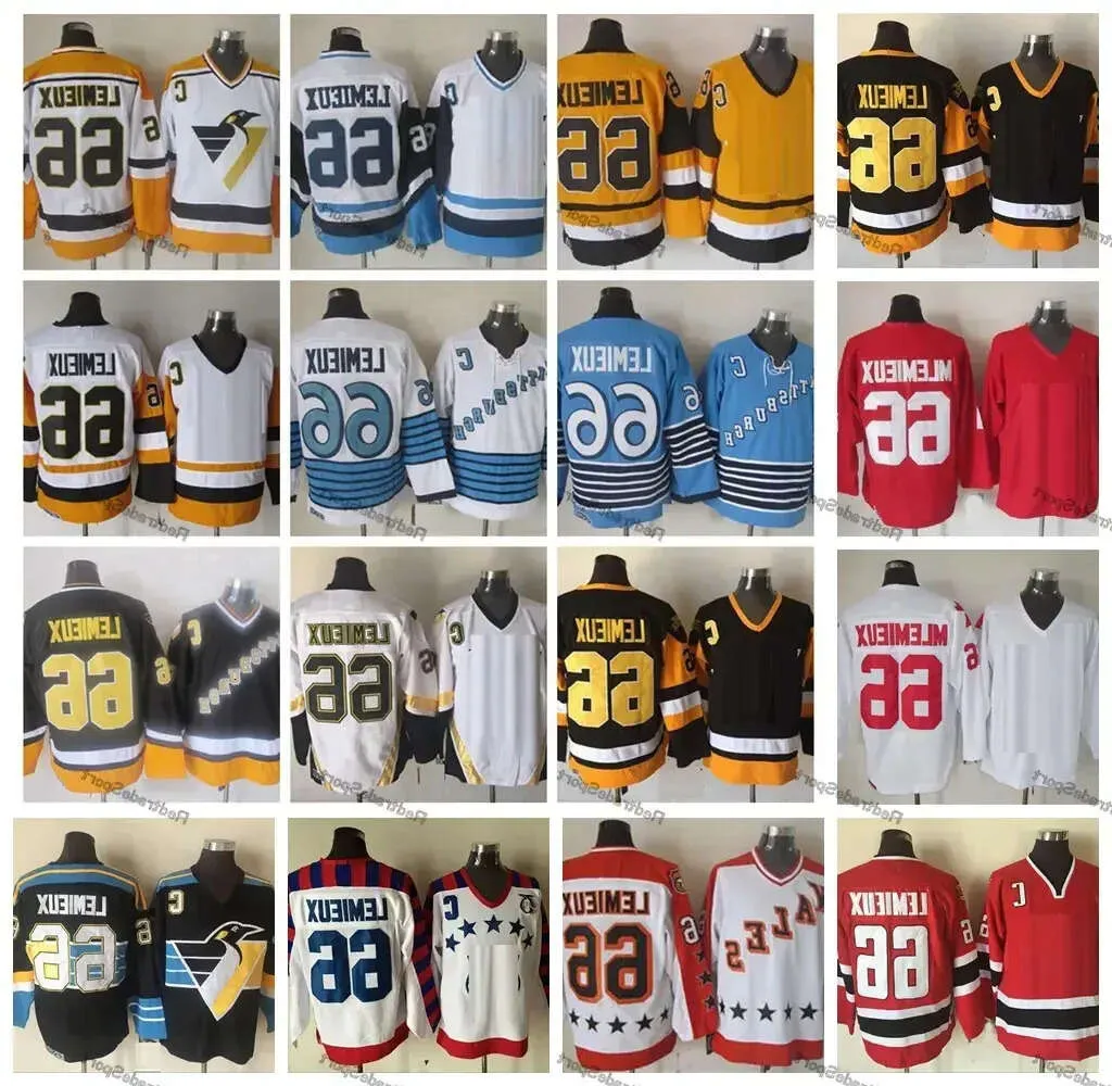 Vintage 66 Lemieux Maglie da hockey Nero 75esimo Blu 1991 Nation Team Retro CCM Camicie rosse cucite Maglia Galles Uomo M-Xxxl 50