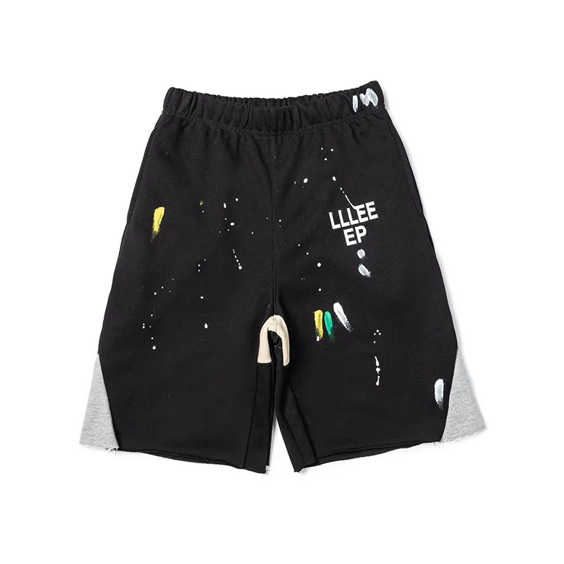 24ss USA Cotton Splash Ink dipinto a mano Graffiti Print Patchwork Pantaloncini Donna Uomo skateboard Sweatshort Running Middle Pants Jogging Short Sweatpants 0125