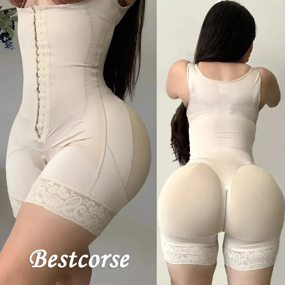 XS Hourglass Girdle Bodysuit Shapewear Women With Zipper Crotch Strong Compression Post Surgery Body Shaper Tummy And But Lifter 240122