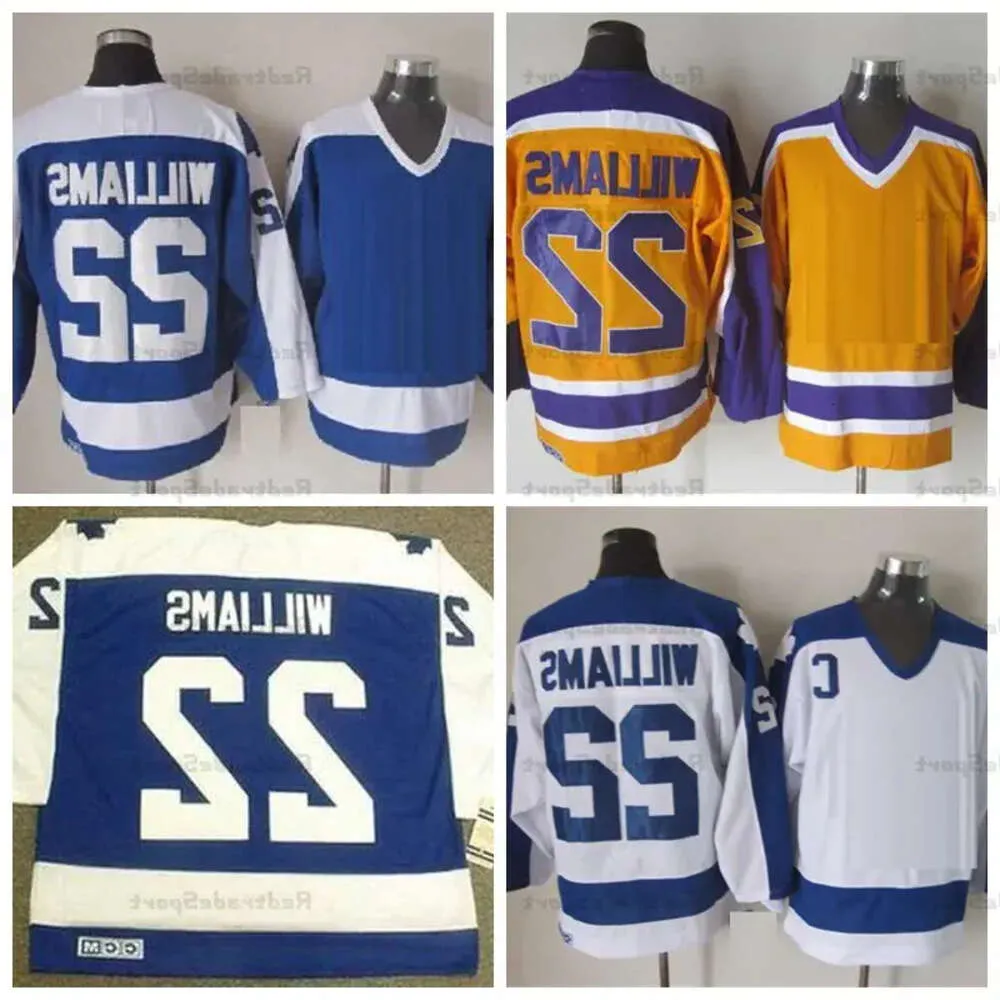 Vintage 1978-79 Dave Mens 22 Maillots de hockey Tiger Williams Jaune Bleu Blanc Chemises cousues C Patch M-X 87