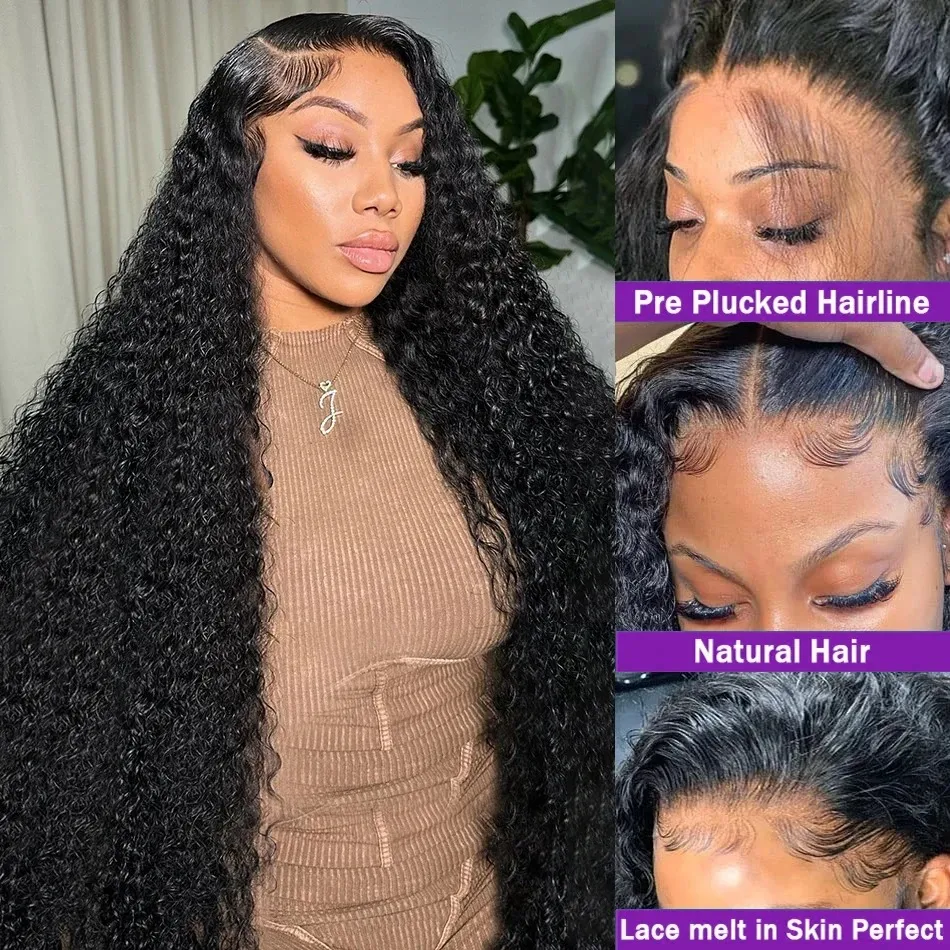 baby hair 250 Density 13x4 13x6 HD Loose Deep Wave Human Hair Wigs 30 40 Inch Curly 360 Lace Front Human Hair Wigs for Women