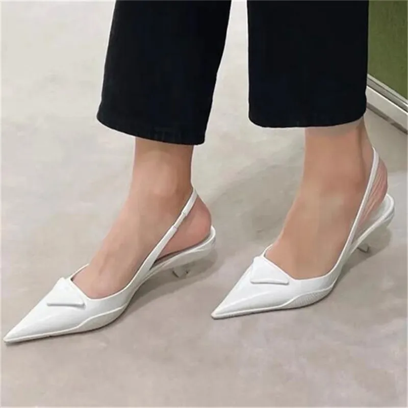 Brands slingbacks high heels loafers Designer Sandals Ballet Leather Shoes Luxury stiletto Black white Pumps Gladiator Walking pumps Dress Shoes