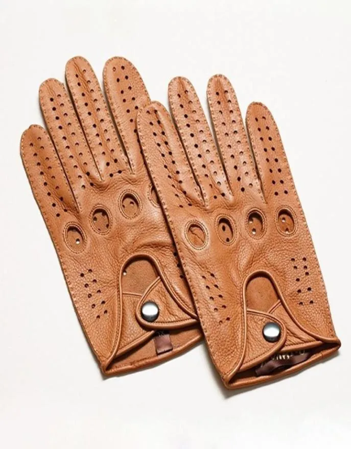 Neue Ankunft Luxus Herren Echte Leder Handschuhe Schaffell Handschuhe Mode Männer Schwarz Atmungsaktive Fahr Handschuhe Für Männliche Fäustlinge Y20016736575