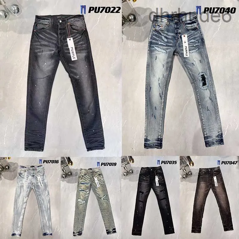 Designer Jeans Purple Mens Womens Distressed Black Ripped Biker Slim Fit For Men's Fashion Pants D3L8