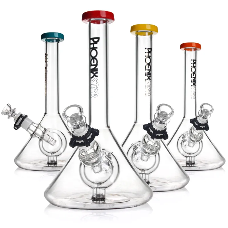 phoenix glass bong Double Layers Ball Inside 14mm Joint smoking water pipe glass bong recycler oil rigs dab rig glass pipes 11 inches