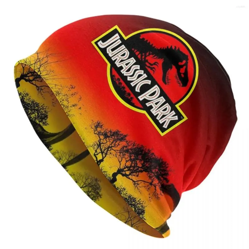 Boinas Jurassics Period Dinosaur Parks World Bonnet Hats Hip Hop Gorro de punto para hombres Mujeres Invierno Cálido Versátil Skullies Gorros Gorros
