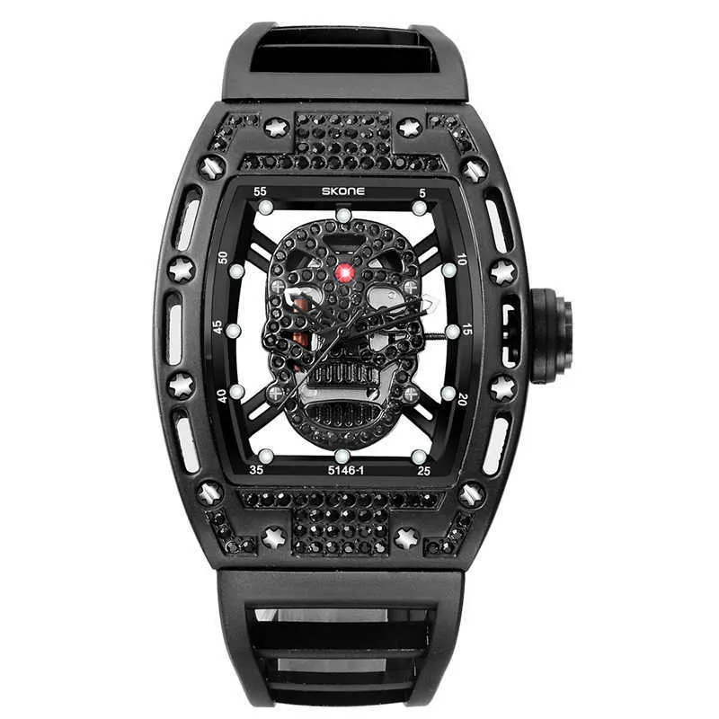 Zegarki szwajcarskie top zegarek ze ręką SKONE Space Time Men's Outdoor Sports Watch Nowy diament Hollow Skull Quar 2024