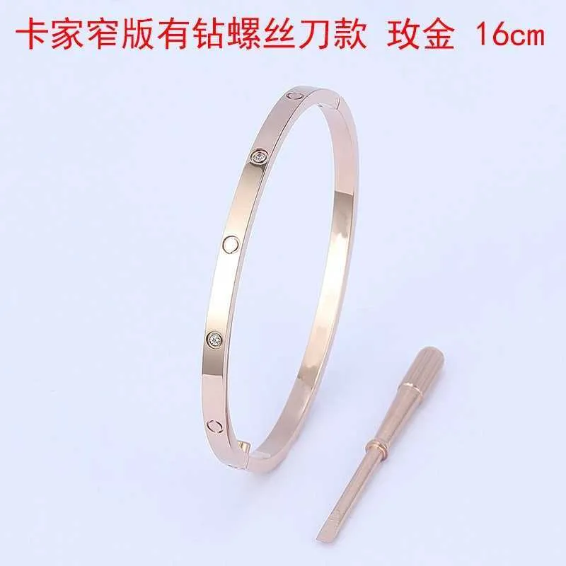 Bracciale C-arter di design Tipo di cacciavite Anello eterno in oro rosa 18 carati stretto Gioielli a mano incolore per uomo e donna Sei generazione PFPU