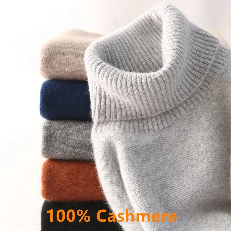 Super Warm 100% Cashmere Turtleneck Sweater Men Clothes Autumn Winter Knitted Pullover Jumper Ropa Hombre Pull Homme 240119