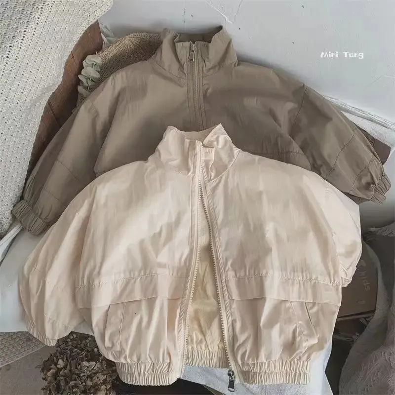 28t Koreanische Kinder Kleidung Herbst Frühlingsmantel Jungen Dünne Jacke Baby Mädchen Sonnenschutz Kinder Jacken für Mädchen 240122