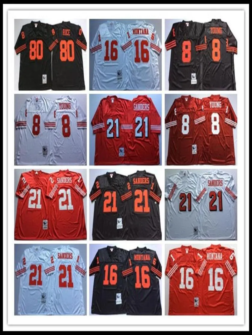 Män vintage San Francisco Steve Young Joe Montana Deion Sanders Roger Craig Ronnie Lott Tom Rathman Jerry Rice Dwight Clark Football1116240