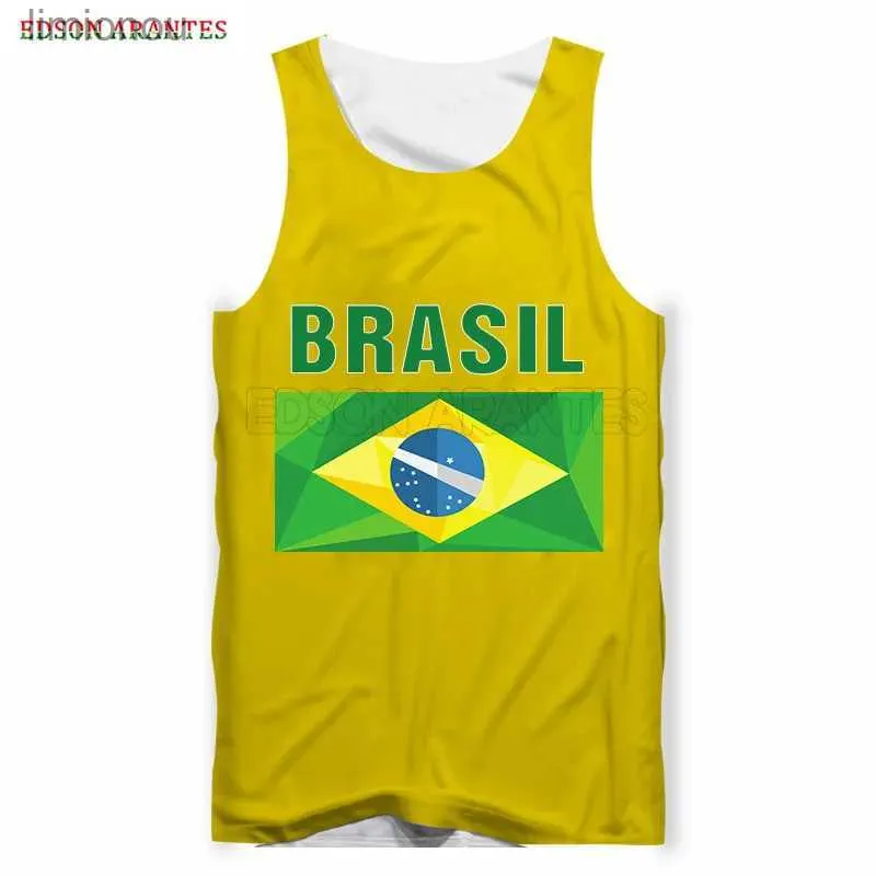 Men's Tank Tops Hot New Brazil Flag Unisex Tank Top Summer Mens Casual Tanks Fashion Brasil 3DPrint Sleeveless Gym Workout Vest Customized S-6XLL240124