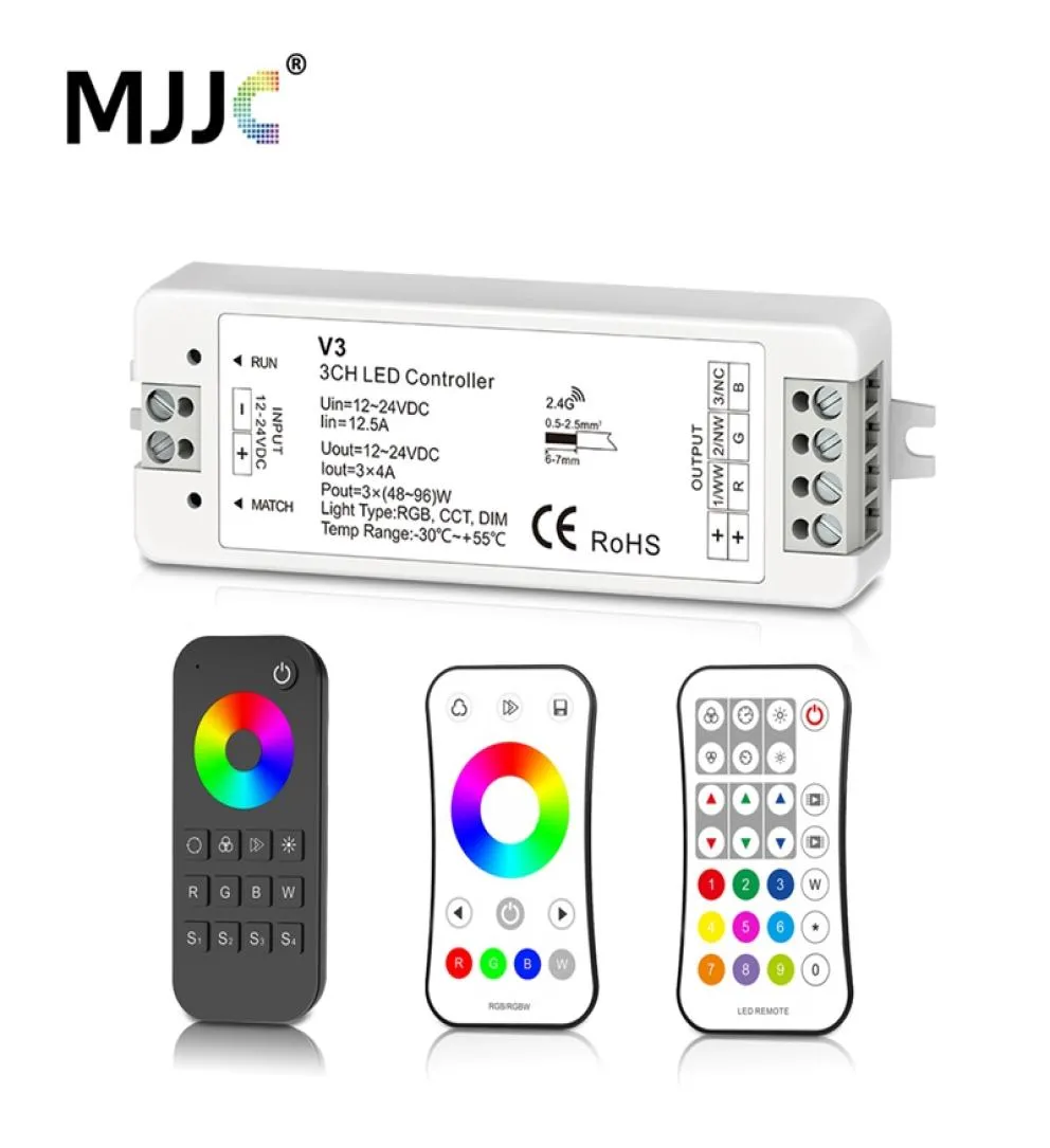 MJJC RGB RGBW LEDストリップコントローラーRF 12V 24V 24GワイヤレスRGBWリモートコントローラー12ボルト5年保証3191035