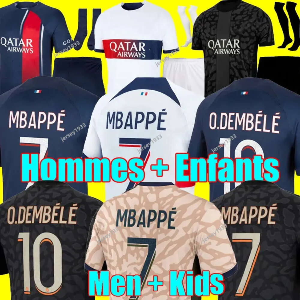 23 24 Mbappe koszulki piłkarskie wijnaldum o Dembele PSGS hakimi czwarte maillots de dorosłych i koszulka dla dzieci icardi verratti trzecia koszula