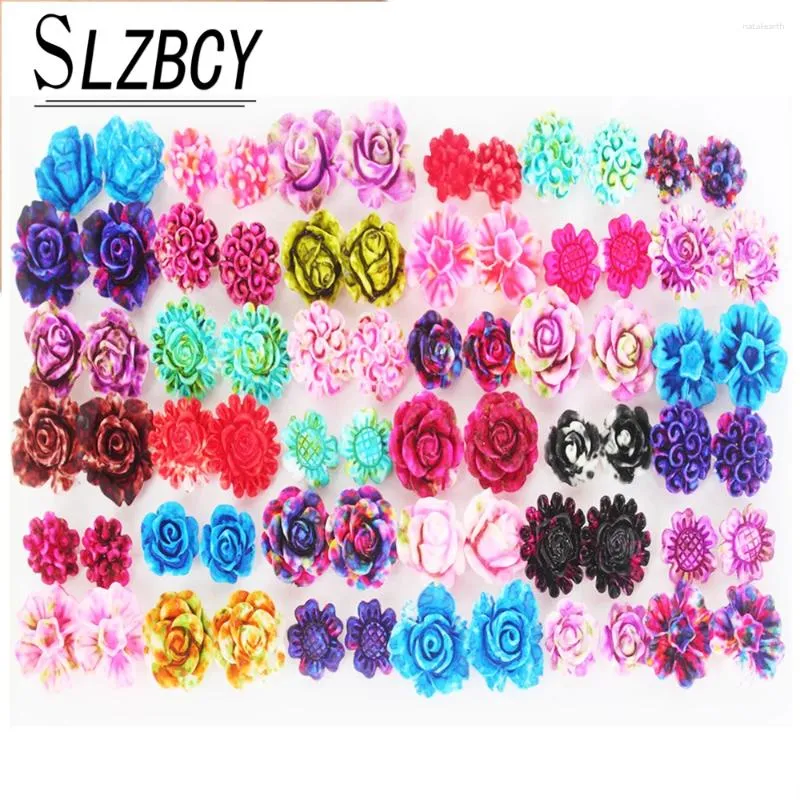 Stud Earrings 36pairs/set Colorful Resin Flower Small Sets For Women Girls Fashion Beautiful Jewelry Brincos Wholesale