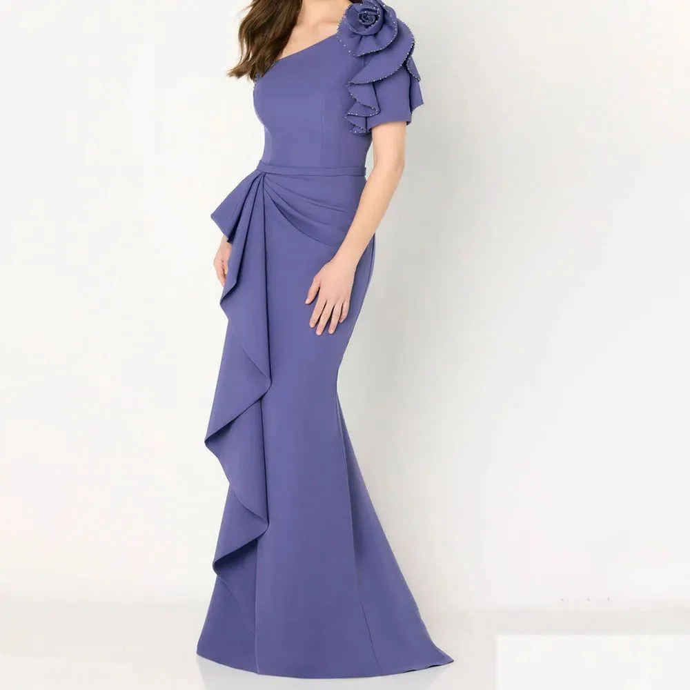 Abiti per la mamma Elegante sirena color lavanda Abiti per la madre della sposa Off Shoder Lungo in raso Slim Formale Abito da sera Ocn Donna Mano M Ottbz