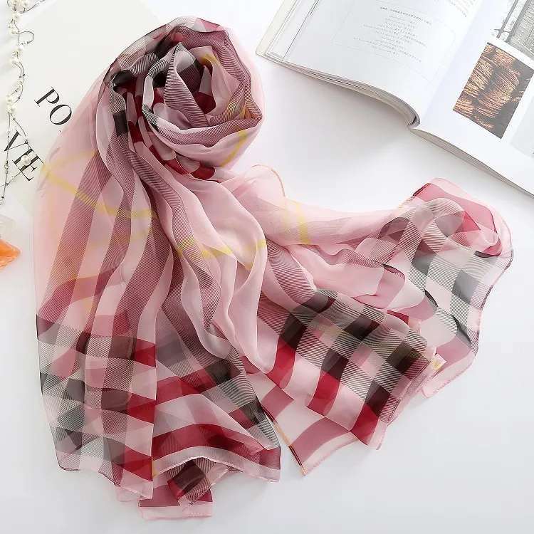 Designer Scarves 100% Silk Women's Scarf Size 180*140cm Plain Lengthened Warm Shawl Pashmina Wrap Ring Headband