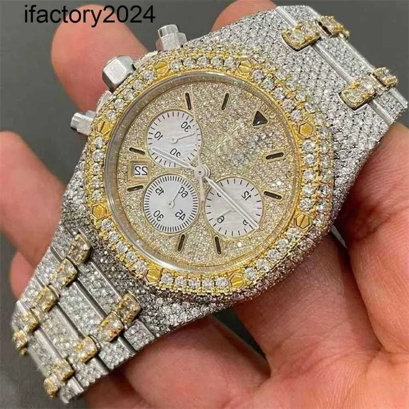 Ap Watch Diamond Moissanite Iced Out peut passer le test PAK1 2023Autre montre-bracelet Sparkle Ice Out Pave Setting VVS pour le matériau en acier inoxydable dans FaZY8O