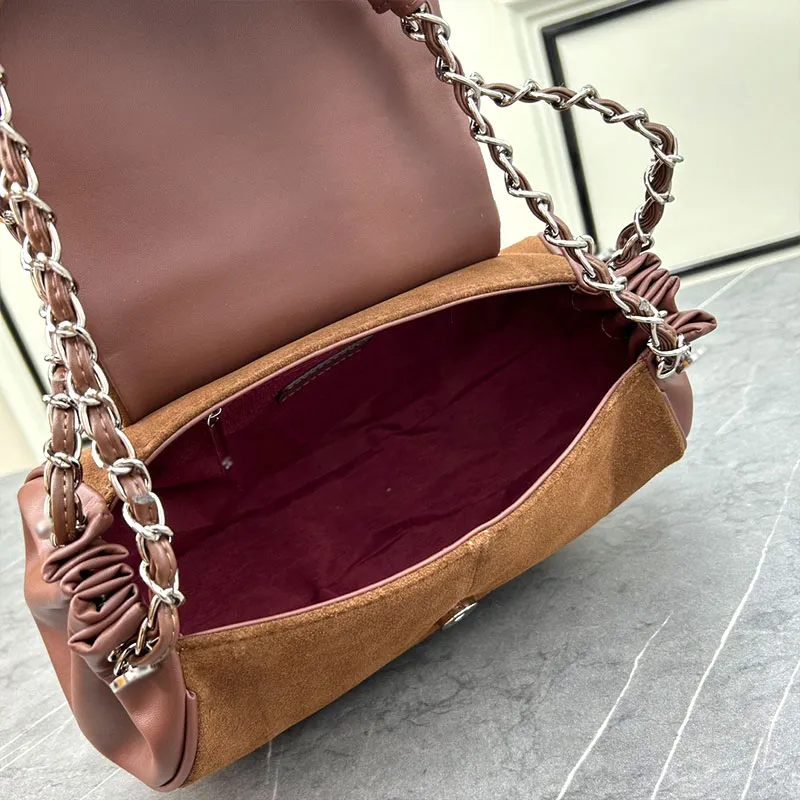 Fashion Designer bag New brown frosted cowhide vintage bag Hand-held crossbody bag size 28x15x6 Dumpling underarm bag
