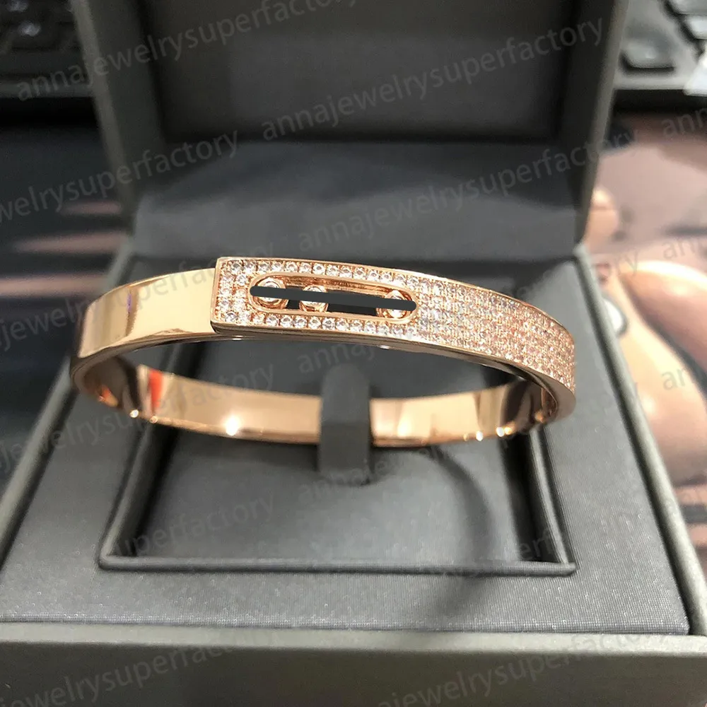 M-series Fashion Charm Bracelet Earrings S925 Silver Rose Gold Luxury Jewelry Women's Top Designer Geometry Diamond Sliding Three Diamond Top Gift