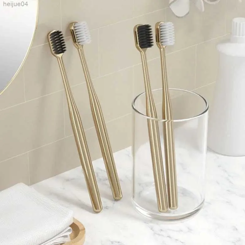 Toothbrush 2/1Pc Luxury Soft Toothbrush Men Women Adult Tooth Brush Electroplate Gold Color Dental Brushes Toothbrushes Teeth Cleaning Care