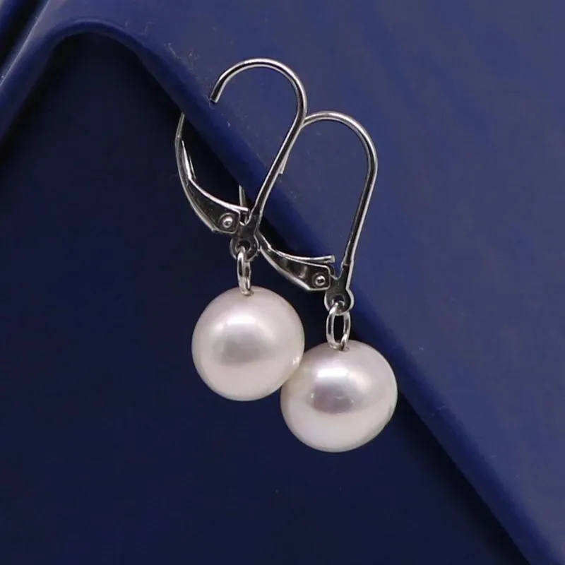 イヤリングhoozz.p女性のための本物の真珠のイヤリング、925スターリングシルバーレバーバックフープ、パーティーオフィスライフウェディングとビジネスを使用できます