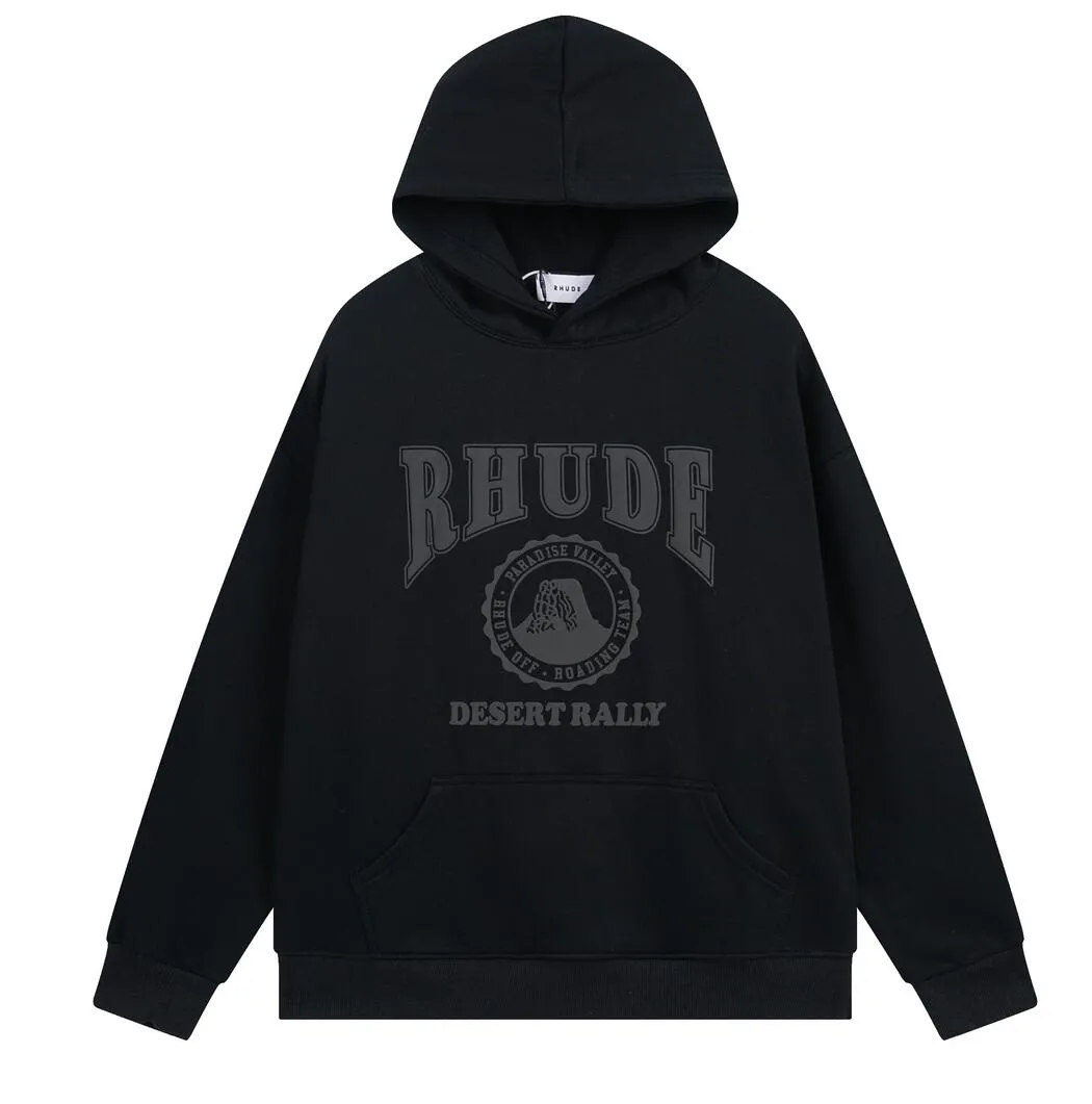 Designer Rhude Mens Hoodie Letter Print Lång ärm varm y2k hoodie lyxiga grafiska hoodies tröja Hip Hop Loose Sweatshirts Size S-2XL