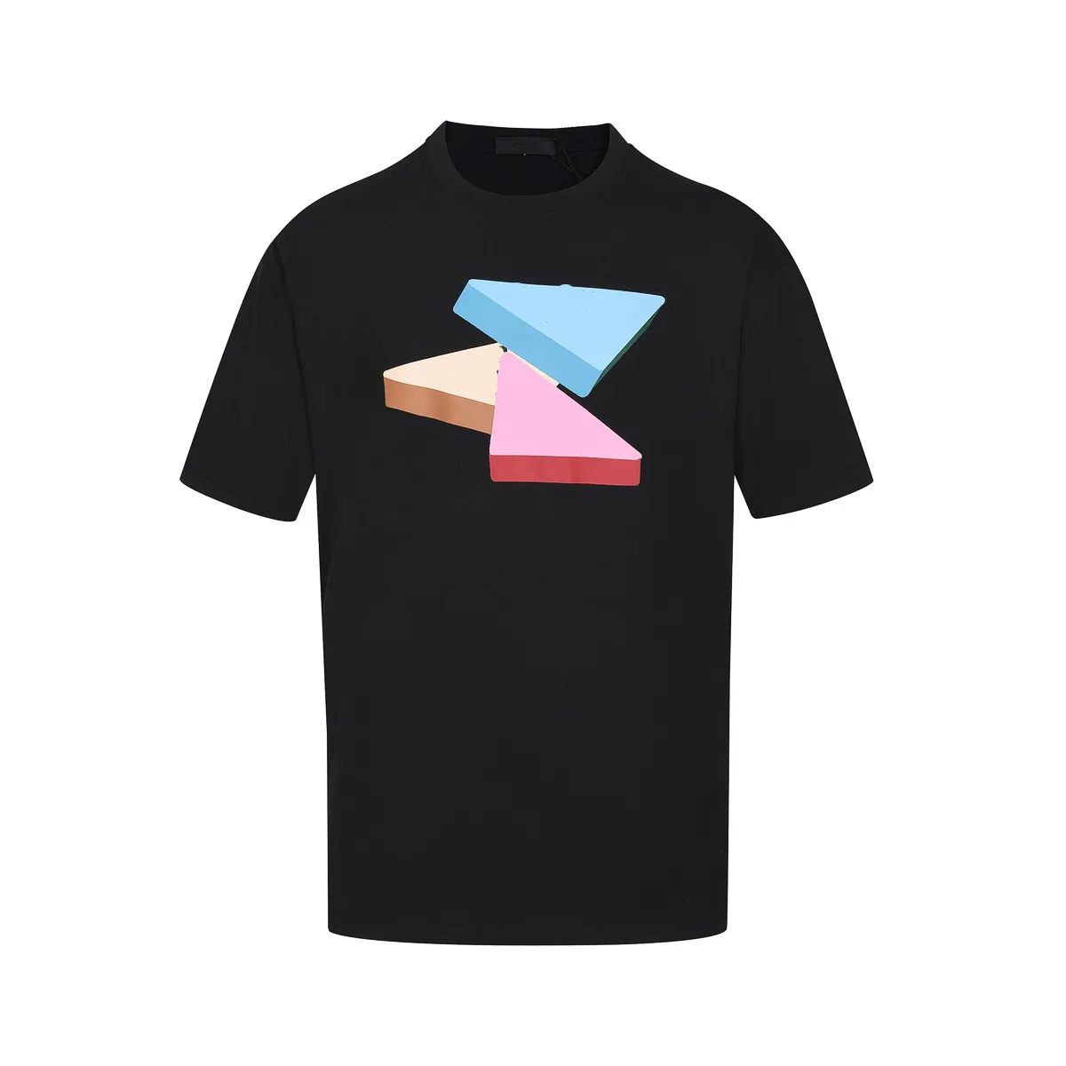 Мужская футболка Дизайнерская мужская рубашка Футболка из чистого хлопка с круглым вырезом повседневная хлопковая куртка с короткими рукавами с треугольным узором модная футболка одежда