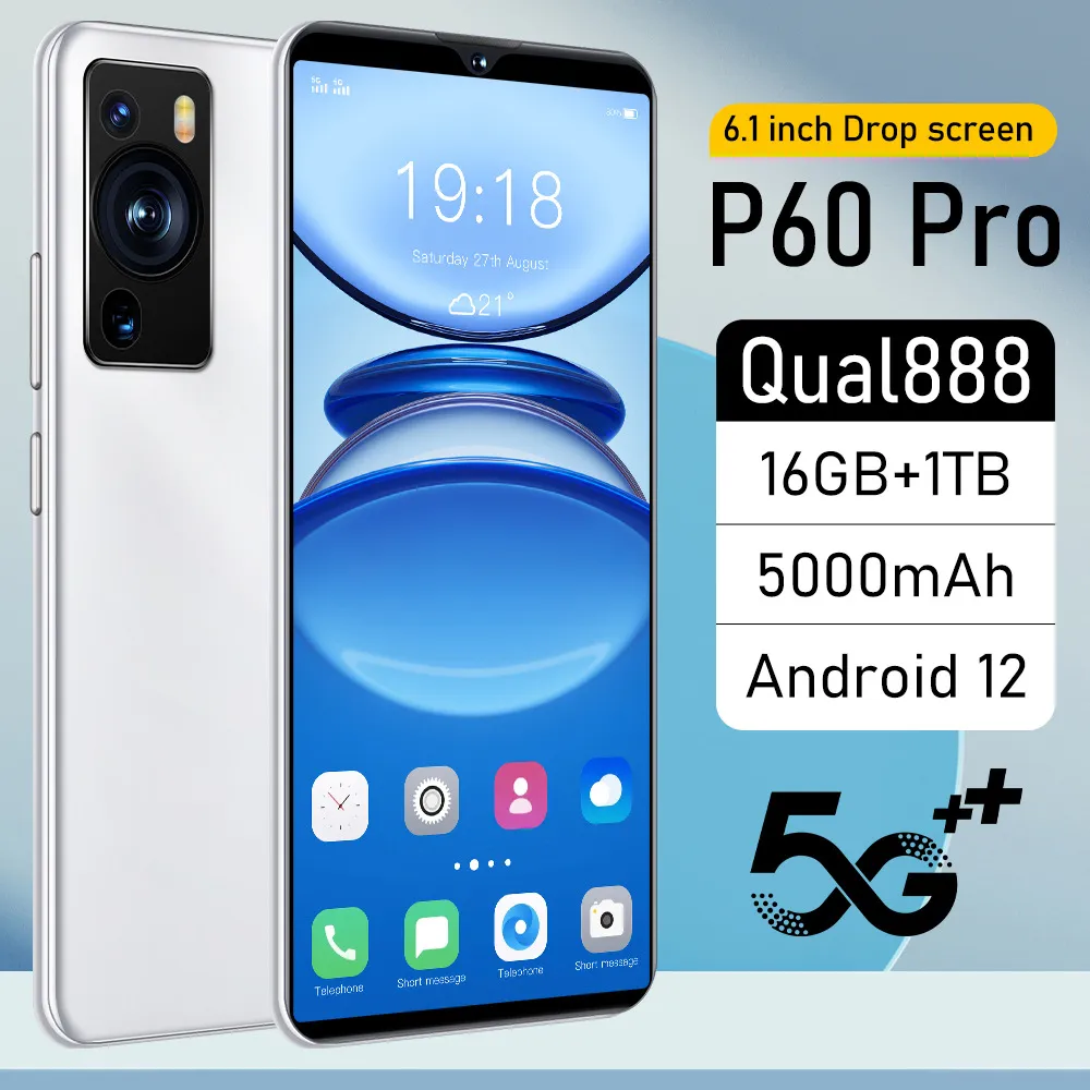 P60 Pro Cross-Border E-Commerce Foreign Trade New 6.1-Inch Large Screen Android Smartphone 1 4G Factory in Stock Direct Selling