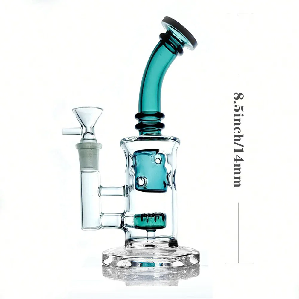 8.5 Inch Glass Hookahs Fab Egg Bongs with Solid Base Showerhead Perc Recycler Water Pipe Shisha Dab Rig 14mm Joint