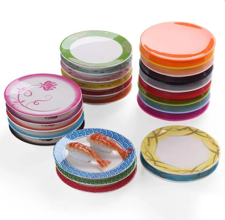 Pan Dinner plates Food Sushi Melamine Dish Rotary Sushi-Plate Round Colorful Conveyor Belt-Sushi Serving Plate Dinnerware SN5901