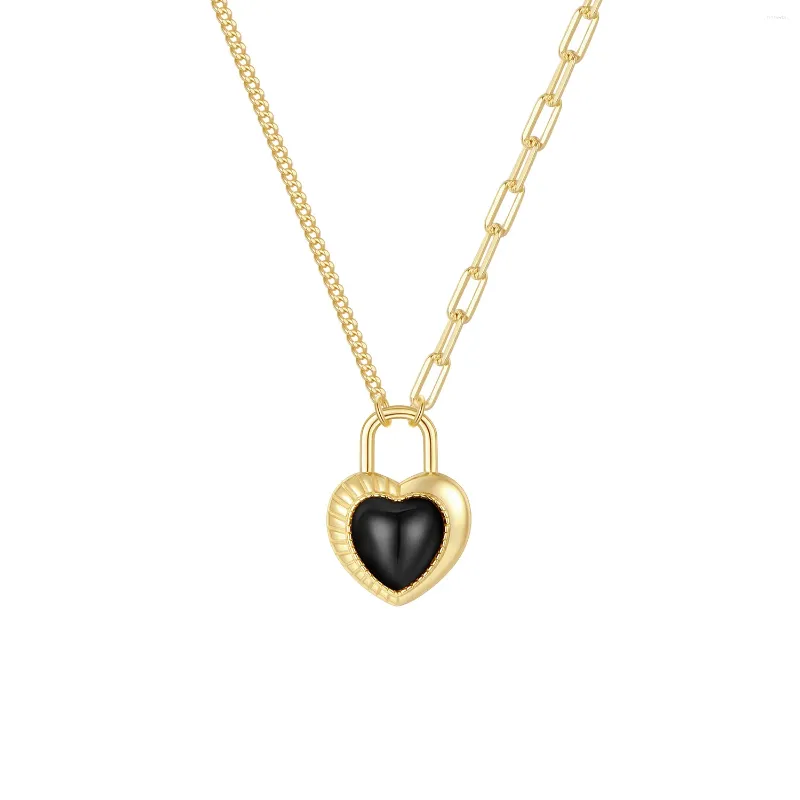 Collane con ciondolo Collana alla moda da donna Personalizzata a forma di cuore in agata nera