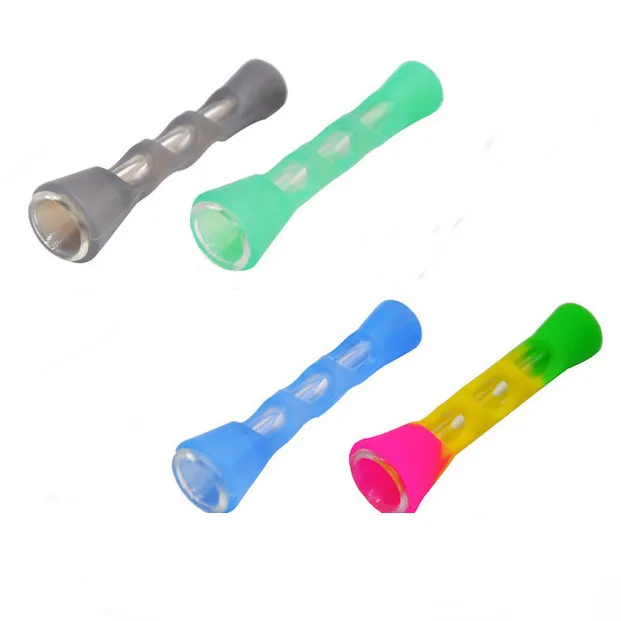 Cachimbo de fumo de vidro de silicone fumar tubo de erva 87mm um hitter dugout tubo de tabaco colher de mão tubos acessórios de fumaça para bong