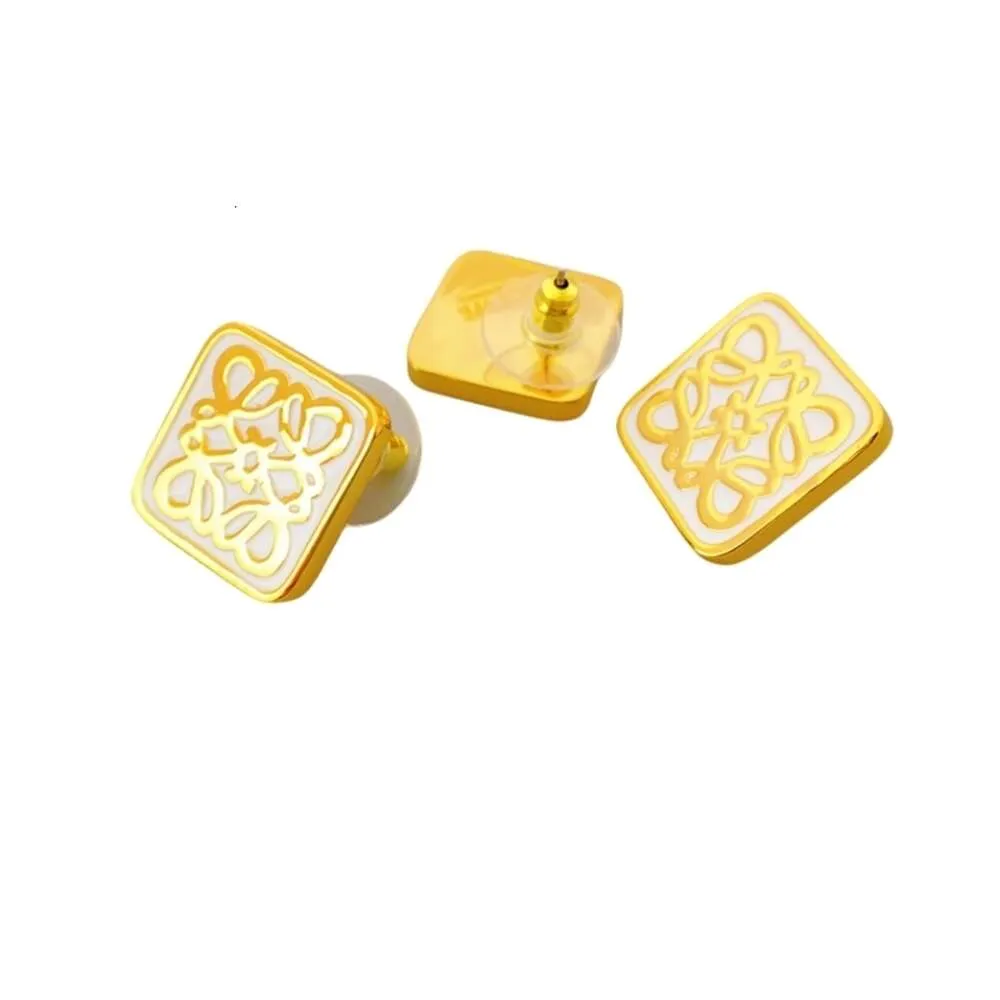 Loews Earrings Designer Luxury Women Charm Square Enamel Glaze Dropping Oil 925 Silver Needle Gold Light Copper Plated 18K Thick Feeling Earrings