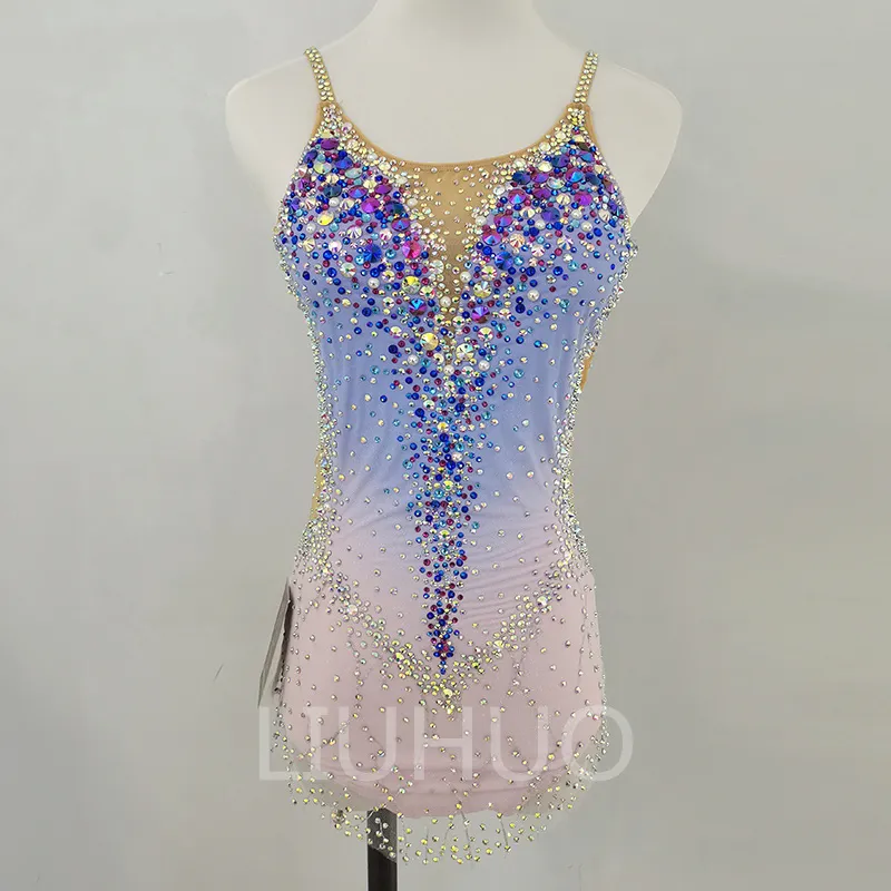 Body Ginnastica Ritmica LIUHUO Per Bambine – Rosa Spandex, Senza Maniche, Ginnastica Artistica, Vestito Competizione - 2