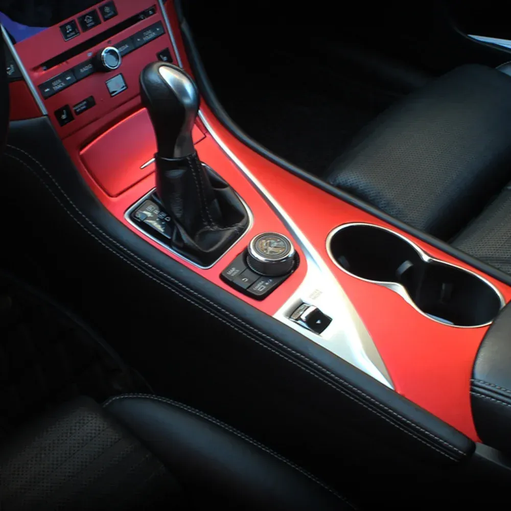 Film de protection autocollant intérieur de voiture, pour boîte de vitesses, pour Infiniti Q50 2014 – 2022, autocollant pour climatiseur de voiture, en Fiber de carbone noir