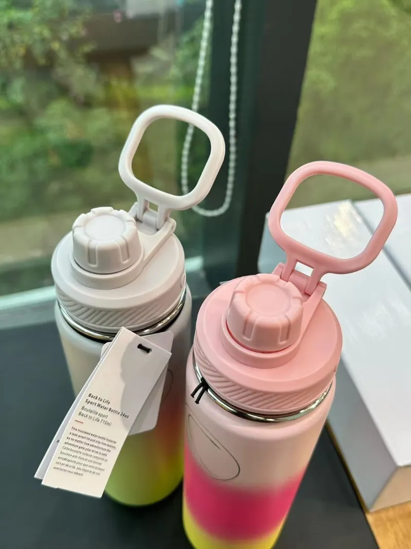 Botellas de agua deportivas Tazas de vacío de color degradado Vasos unisex