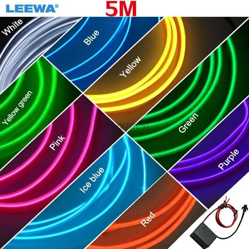 Insegna al neon a LED 10 pezzi 5 M 9 colori flessibile modanatura EL neon Glow illuminazione striscia di corda con pinna per la decorazione dell'auto # CA4635 YQ240126