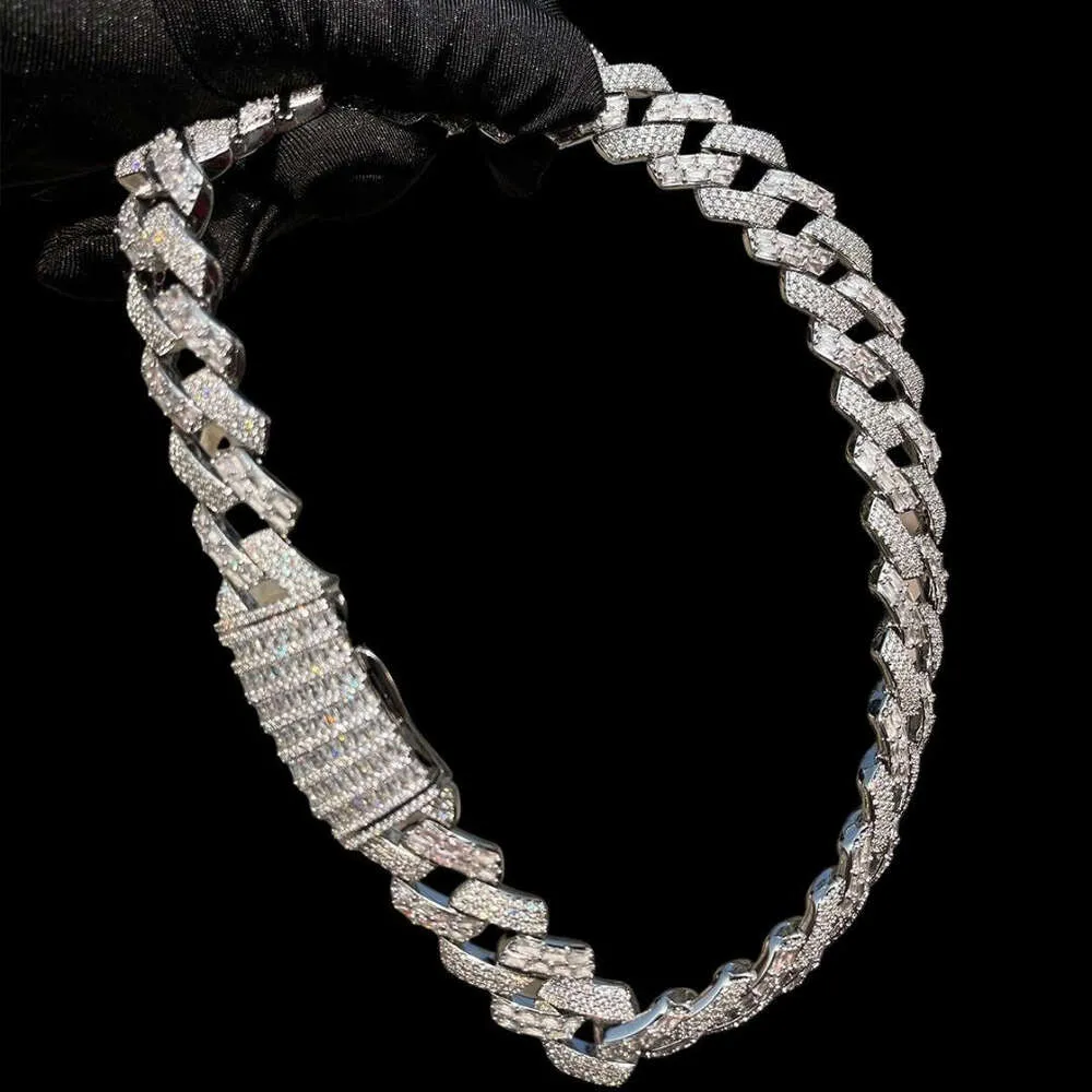 Luxury Jewellery Hip Hop Icy Diamond Cz Iced Out 18mm Big Thick Chunky Heavy Curb Cuban Link Chains Bracelet Necklace