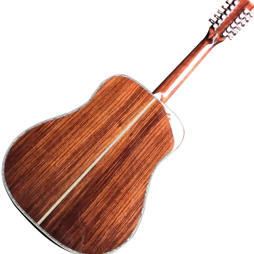 Bezpłatna wysyłka wysokiej jakości 41-calowa 12-strunowa solidna świerkowa gitara akustyczna z tyłem i bokami drzewa różanego