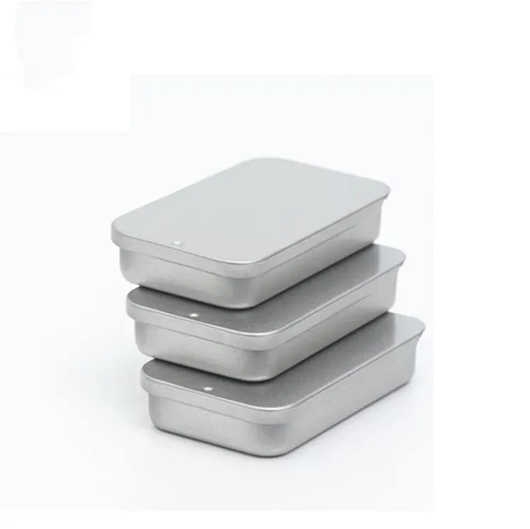 60X34X11mm Size Plain Slide Top Tin Box Rectangle Candy Case Storage Box Push And Pull Boxes SN6714