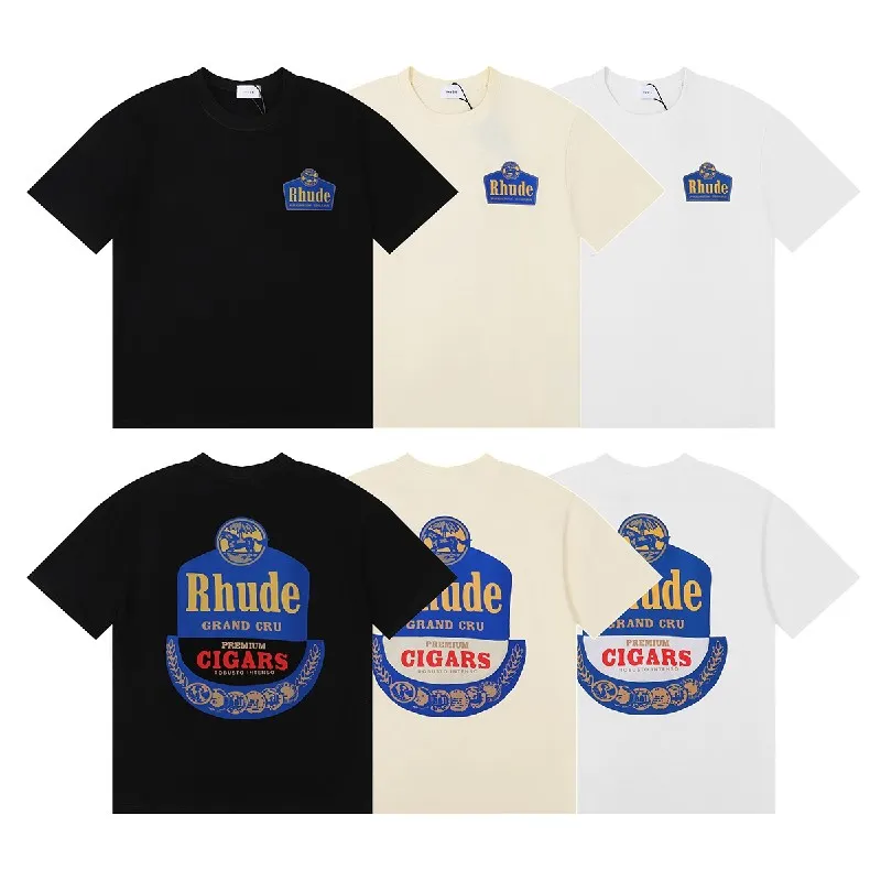 24SS RHUDE MENSTシャツ高品質のデザイナーカジュアルファッション半袖ヨーロッパアメリカメンズラウンドネックTシャツ米国サイズ