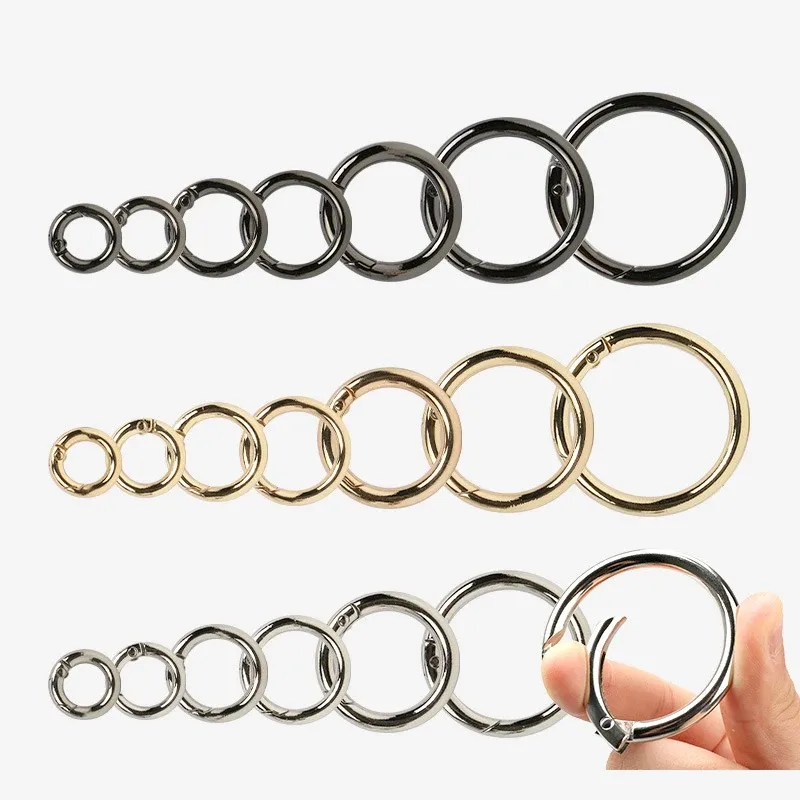 Bärare 10st Öppnad Circle O Ring Metal Spring Buckle Keyring Open Loop Leather Bag Hardware Accessories Hooks Dog Chain Snap Clasp