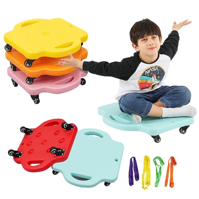 Montessori Sensory Integration Children Toys Mute FourWheeled Scooter Bilans Trening na zewnątrz sportowy pomoc w nauczaniu 240123