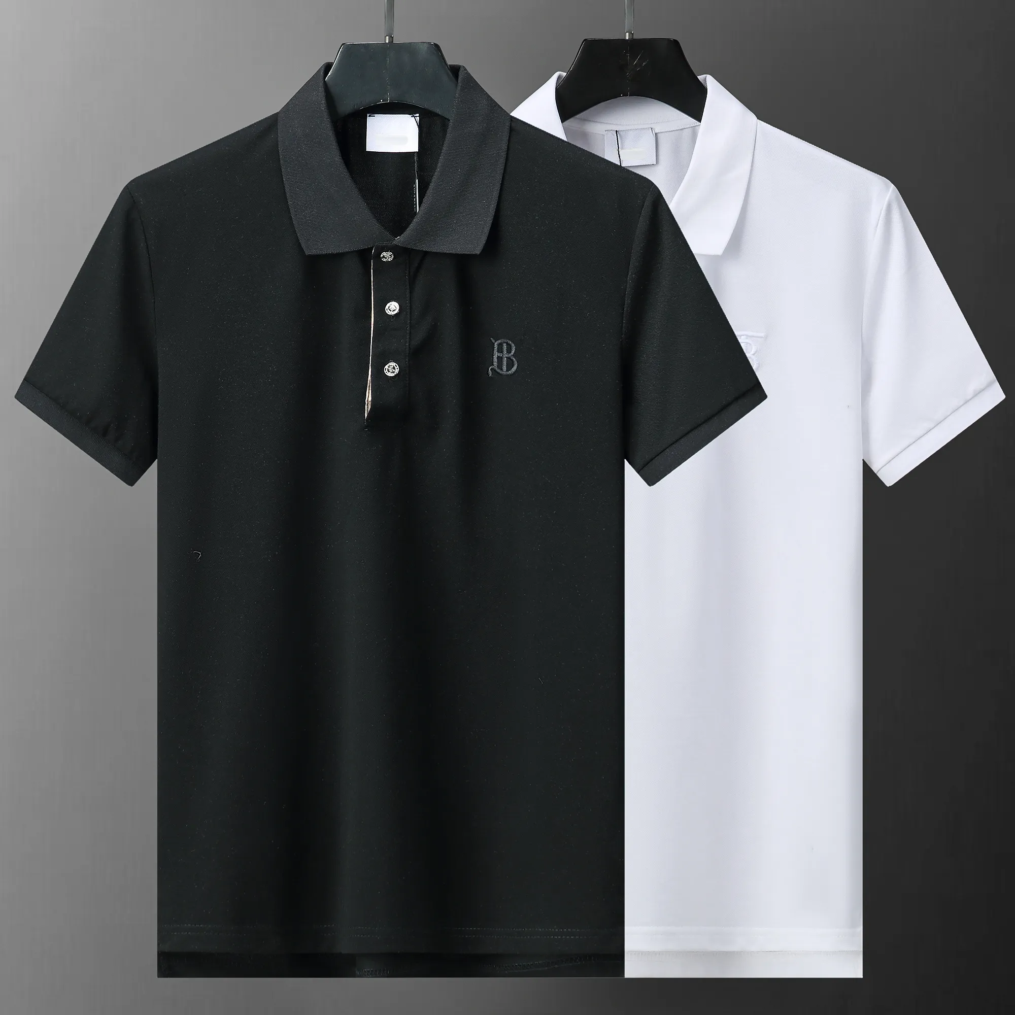 Hommes Polos Designer TB brodé sport décontracté polo chemise plaid minimaliste affaires à manches courtes pur coton T-shirt haut noir et blanc en option